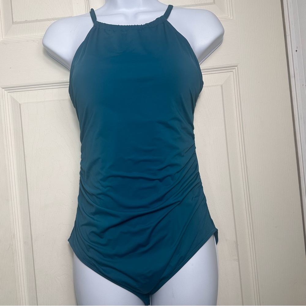 Holipick Women’s Teal One Piece High Neck Tummy Control Swimsuit, Size M, NWT